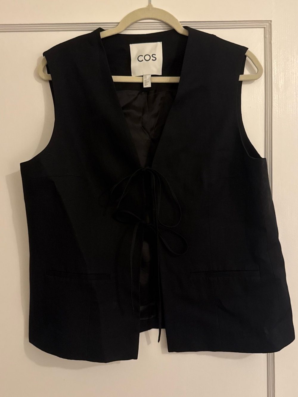 COS Black Sleeveless Tie-Front Vest